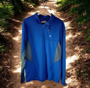 Nike ACG Men's Large Blue & Gray Dri-Fit Pullover Quarter Zip Sweatshirt Outdoor